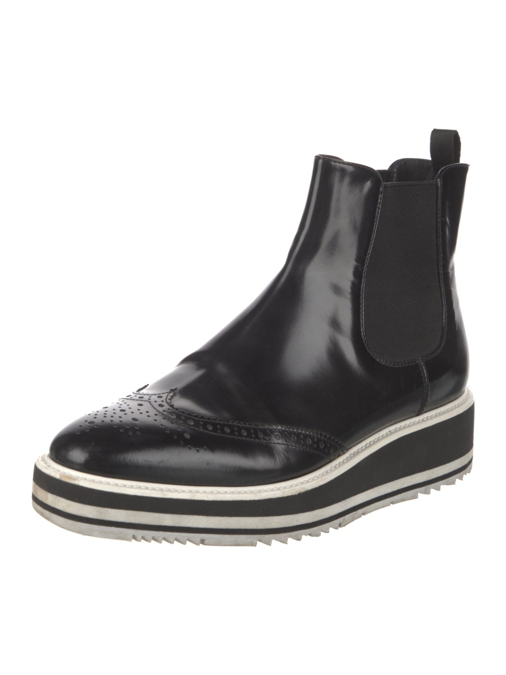 Prada Micro Sole Wing Tip Chelsea Boots